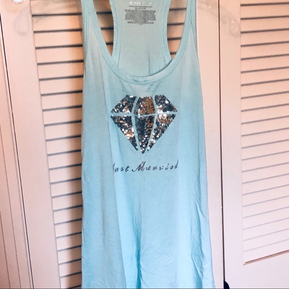 Victoria’s Secret just married diamond teal sequin tank - Picture 1 of 5